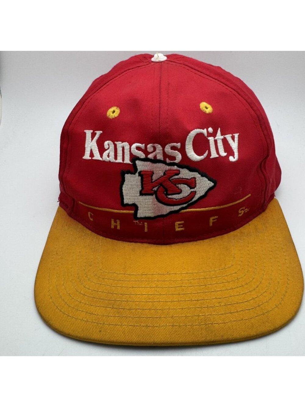 Vintage EASTPORT Kansas City Chiefs NFL Snapback Hat Cap Red Yellow Green OSFA